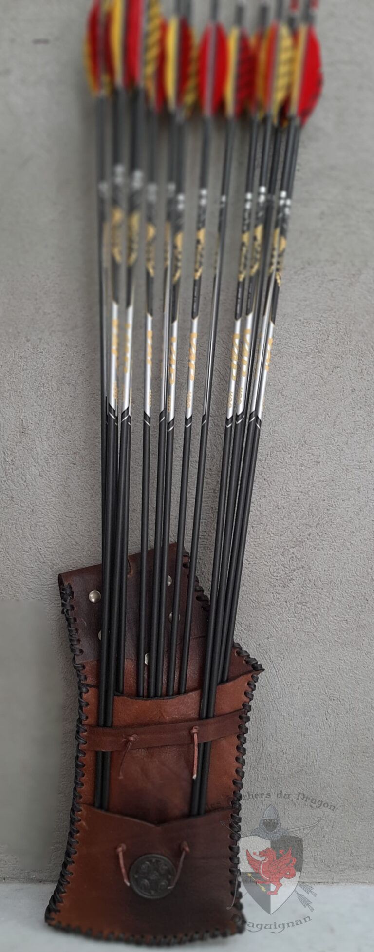 Carquois traditionnel en cuir pour tir à l'arc – Support de flèche – Carquois noir – Carquois marron